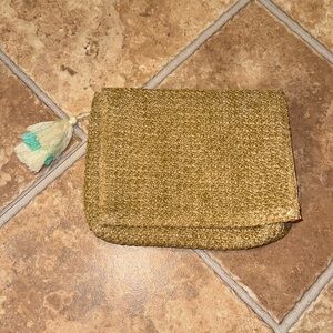 Philosophy Straw Woven Summer Bag with Tassel Clutch makeup Cosmetic